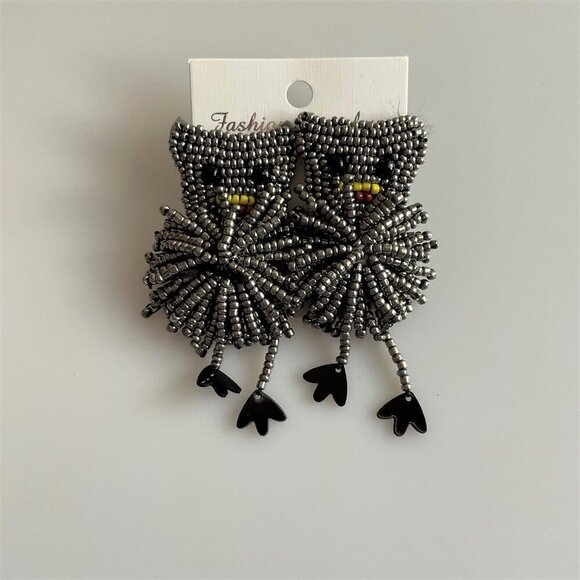 CAT BEADED TASSEL EARRINGS FESTIVE CAUSAL COSPLAY HALLOWEEN - Picture 4 of 6